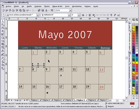 Es posible desagrupar y editar libremente cada elemento del calendario