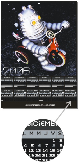 Ejemplo de calendario creado automáticamente con CorelDRAW
