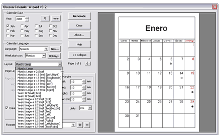 Seleccionar layout o estilo del calendario