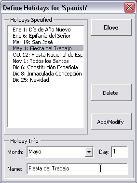 Añadiendo días festivos al calendario