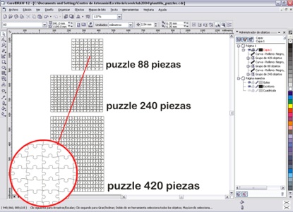 ... Para este ejemplo se ha utilizado la plantilla de puzzle de 88 piezas