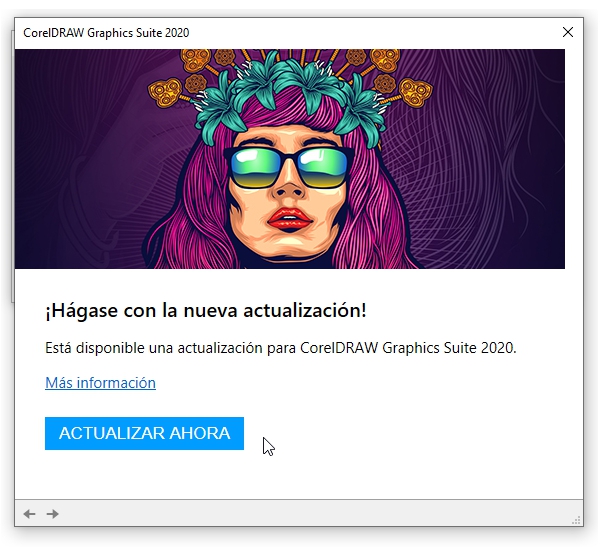 Aviso de actualización disponible para CorelDRAW 2020