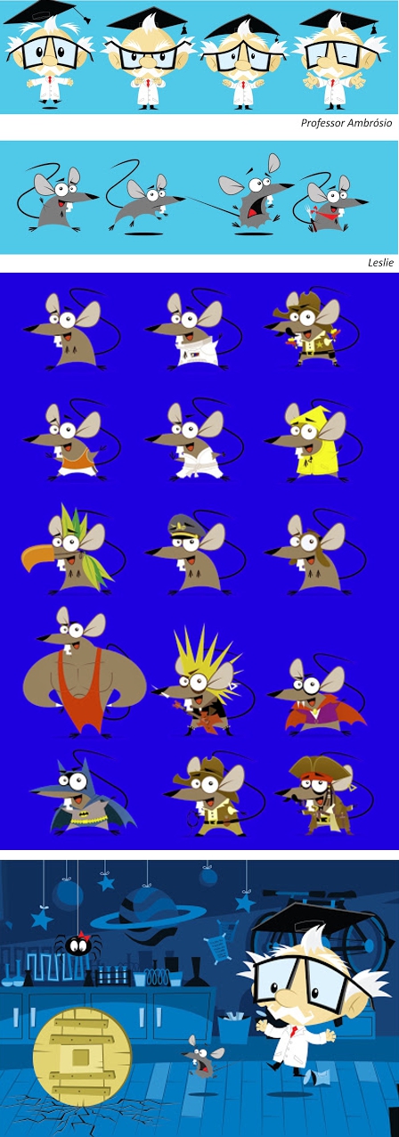 Personajes animados para la serie Prof. Ambrosio