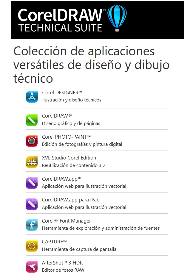 Aplicaciones incluidas en CorelDRAW Technical Suite