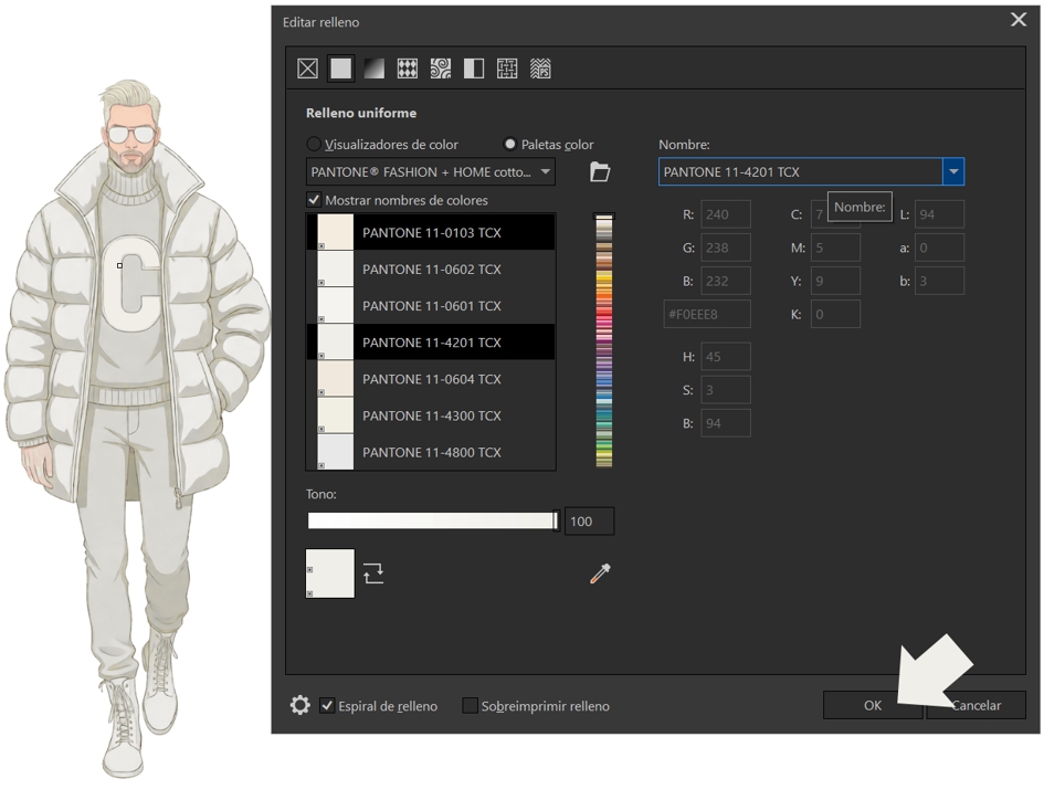 Aplicando el color Pantone del 2026 al objeto seleccionado
