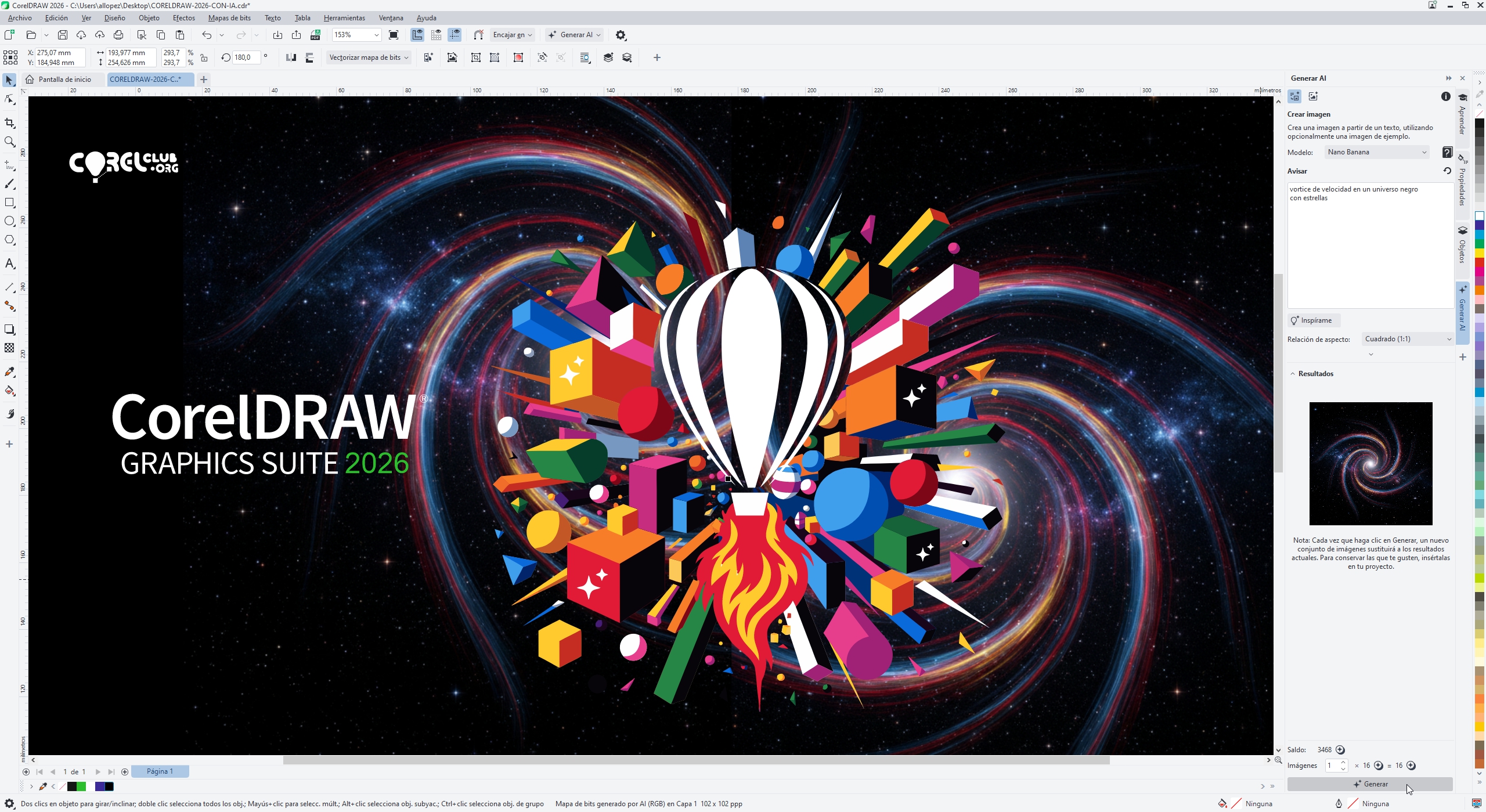 Captura de pantalla de CorelDRAW 2026