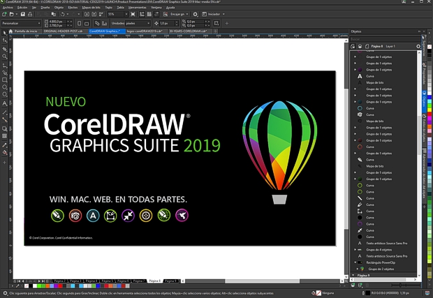 Captura de pantalla del nuevo CorelDRAW 2019