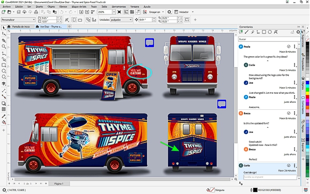 Comentarios en tiempo real en CorelDRAW 2021