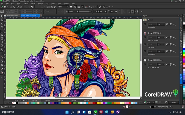 Captura de pantalla de CorelDRAW 2022 en Windows