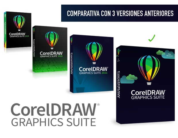 Descarga la tabla comparativa con las 3 versiones anteriores de CorelDRAW 2022