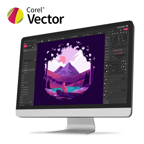 Captura de pantalla de Corel Vector anteriormente Gravit Designer