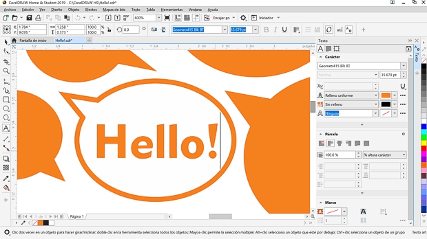 Captura de pantalla CorelDRAW Hogar y Estudiantes