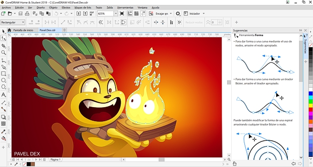 Captura de pantalla de CorelDRAW Hogar y Estudiantes 2019