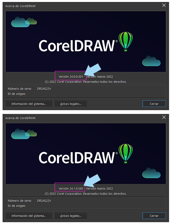 Comprobar actualizacion CorelDRAW 2022