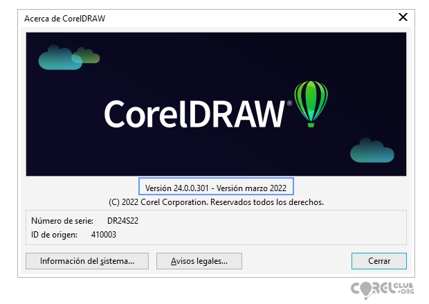 CorelDRAW 2022 número de versión
