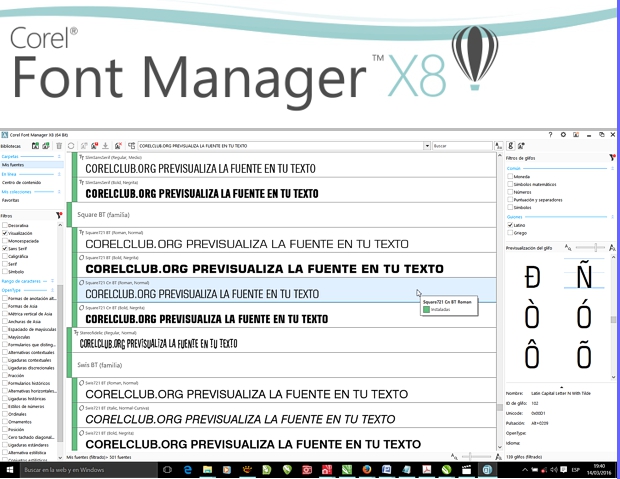 El nuevo Corel Font Manager X8