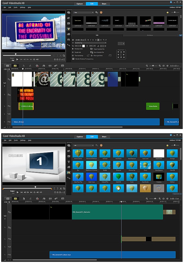 Capturas de pantalla de Corel VideoStudio X8