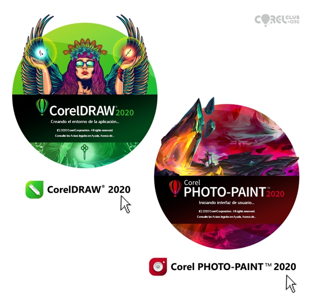 Pantallas de inicio de CorelDRAW 2020 y PHOTO-PAINT 2020