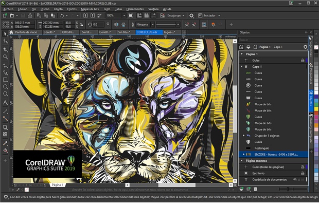 La interfaz de CorelDRAW 2019