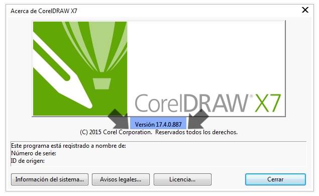 Comprobación ed la versión exacta instalada de CorelDRAW X7