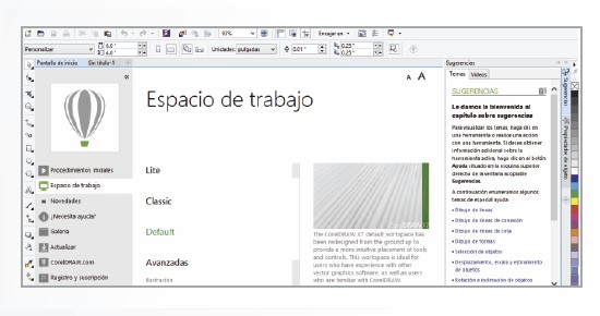 Nuevos espacios de trabajo en CorelDRAW X7
