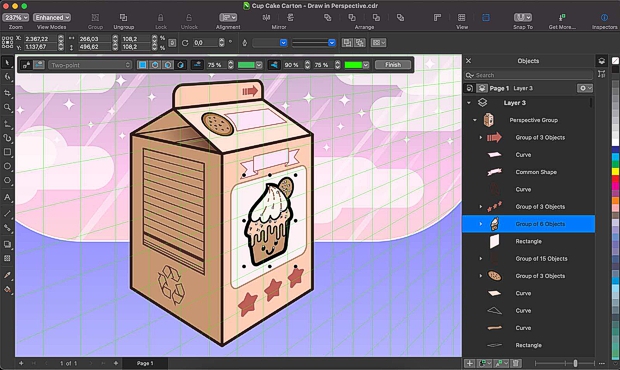 Nuevo dibujo en perspectiva en CorelDRAW Mac