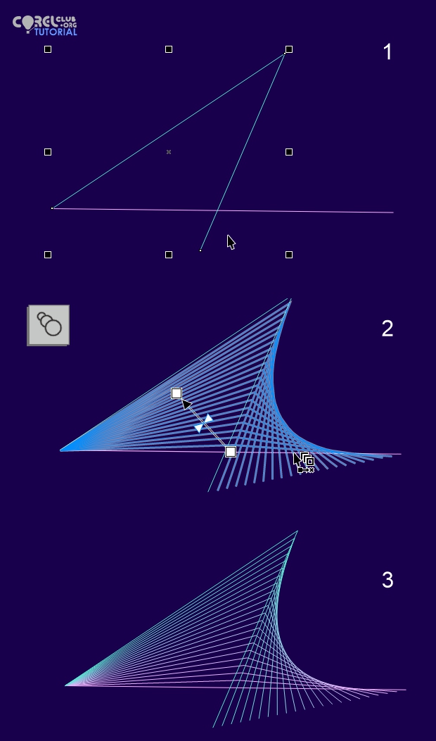 Ejemplos de formas lineales abstractas en CorelDRAW