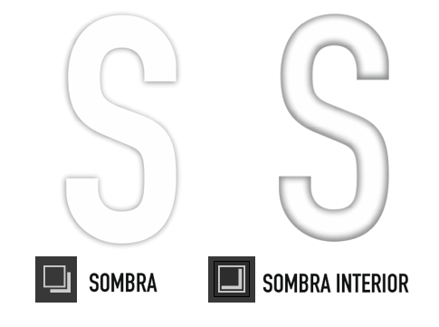 Los iconos del efecto sombra y sombra interior