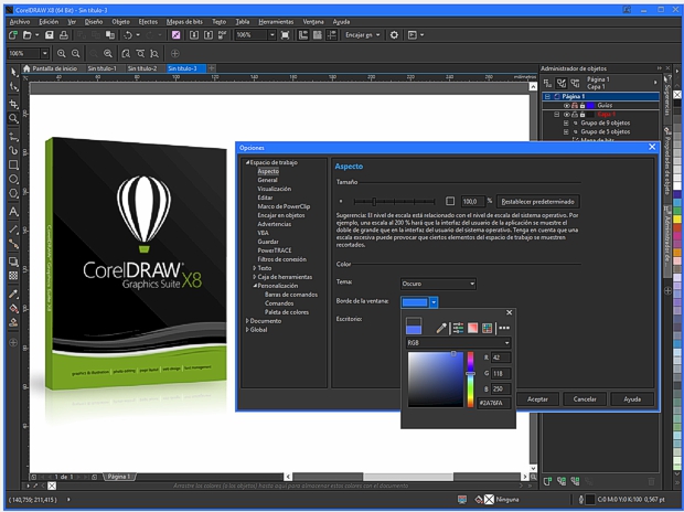 Personaliza por completo la interfaz de CorelDRAW X8