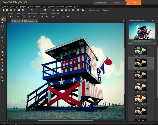 PaintShopPro X9 efectos instantáneos mejorados