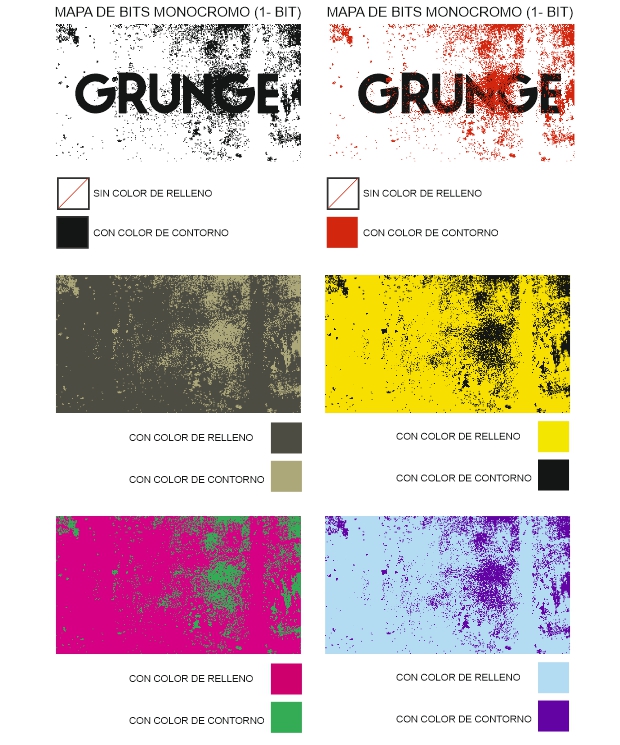 Ejemplos de combinaciones de color del efecto grunge