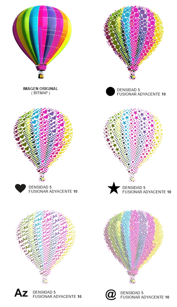 Ejemplos del efecto halftone vectorial creativo