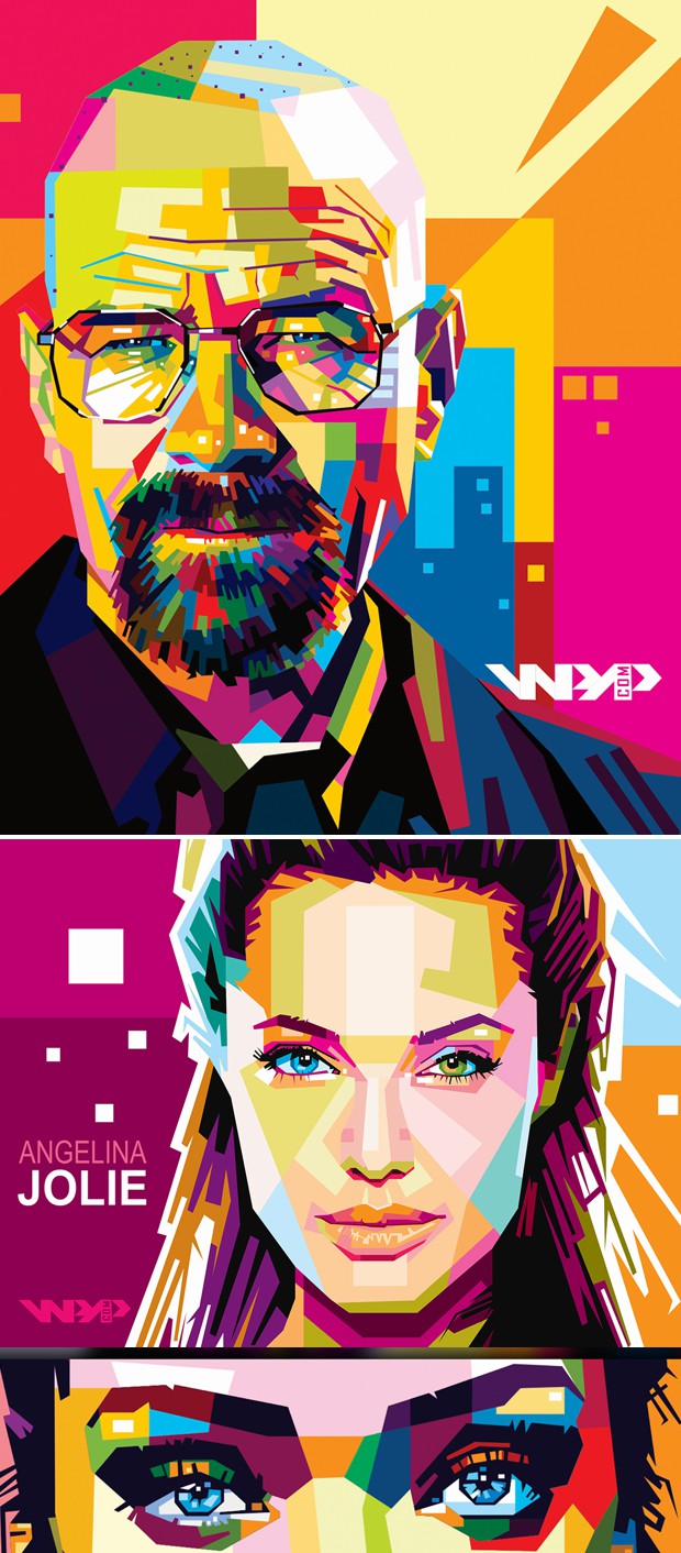 Retratos WPAP creados con CorelDRAW por Panca Septiana