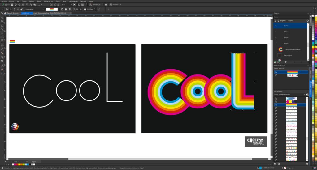 Aplicando el PINCEL ARCOIRIS en CorelDRAW