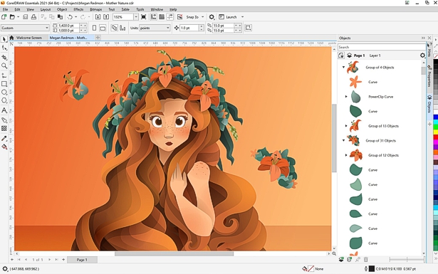 Captura de pantalla de CorelDRAW Essentials 2021