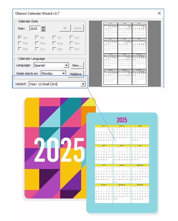 Calendario anual en una sola página