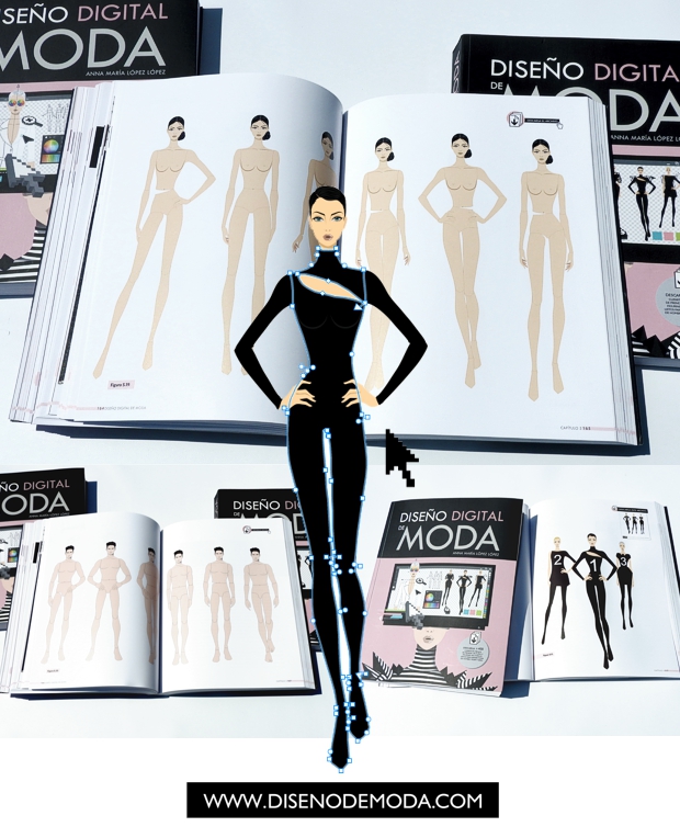 El libro DISEÑO DIGITAL DE MODA incluye la descarga de plantillas de figurines vectoriales de hombre y mujer creados por Eduardo Melia