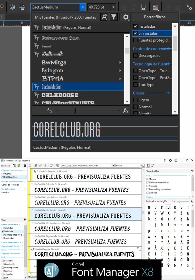Corel Font Manager X8
