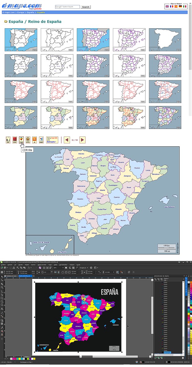 Mapas vectoriales gratis, editados en CorelDRAW