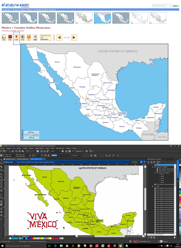 Editando en CorelDRAW el mapa vectorial gratuito