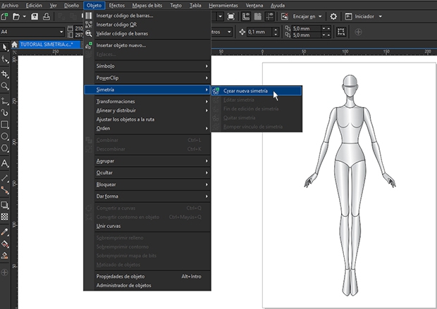 Activar el modo de simetría en CorelDRAW