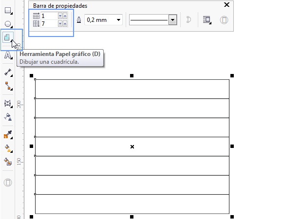 Con la herramienta Papel gráfico se crea la cuadrícula inicial