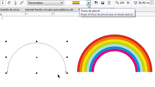 Con su pincelada podrá dibujar fácilmente un arcoiris en CorelDRAW