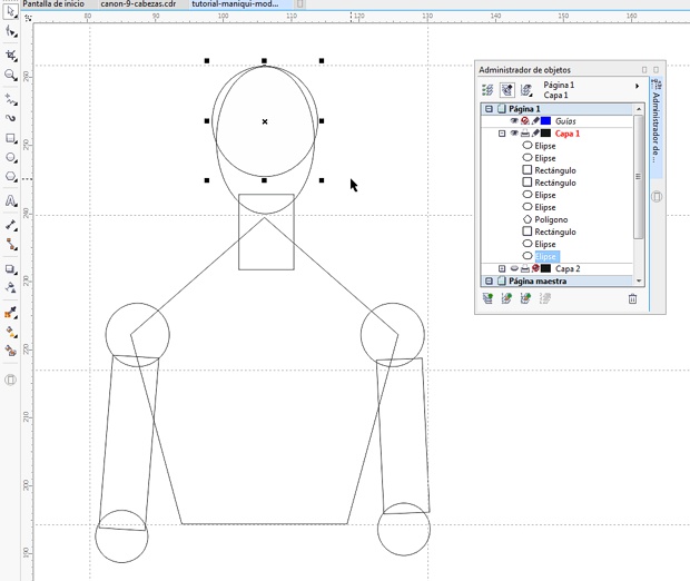 Dibujando con formas básicas el maniquí vectorial