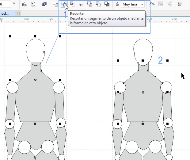 Recortando las uniones de las articulaciones del maniquí