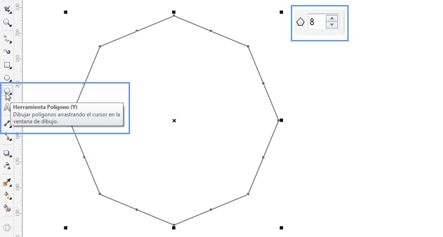 Dibujando un polígono de 8 lados en CorelDRAW