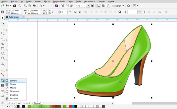 La herramienta sombra de CorelDRAW