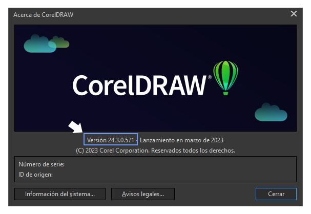 Número de versión de CorelDRAW 2023